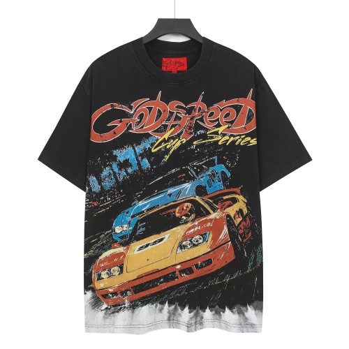 [Buy Two Get One Free]Skeleton Racing Print Washed Version Tee 2 colors 28696498