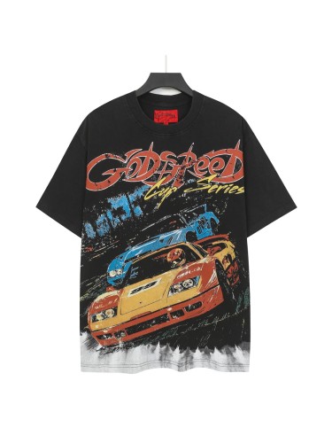 [Buy Two Get One Free]Skeleton Racing Print Washed Version Tee 2 colors 28696498