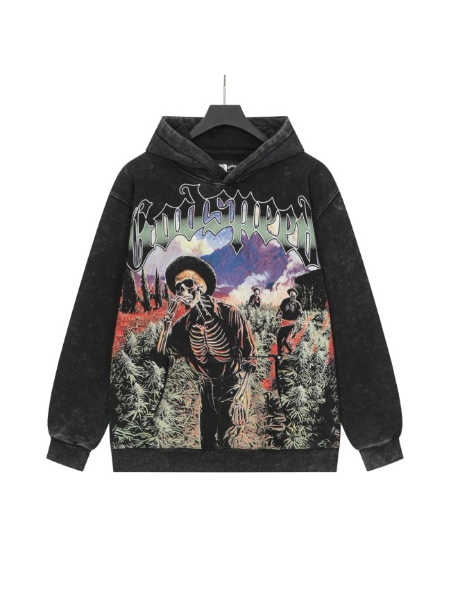 Field Farmer Skull Print Washed Hoodie 2 colors 28696538