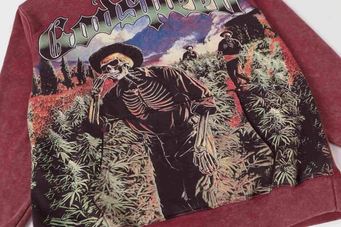 Field Farmer Skull Print Washed Hoodie 2 colors 28696538