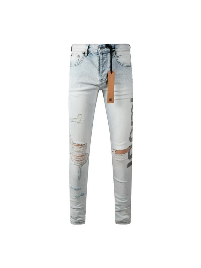 1:1 quality version Worn Hole Logo Printed Jeans 28700619