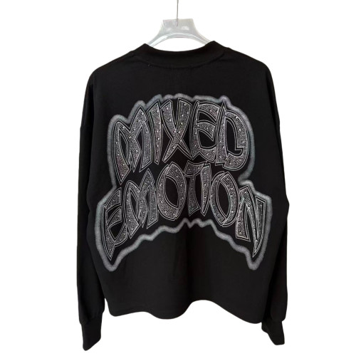 Sunrise Angel Printed Rhinestone Letter Waffle-Weave Long Sleeve T-Shirt 28700552