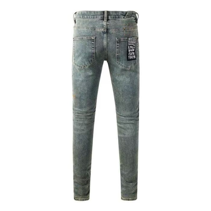 1:1 quality version Knee Zipper Hole Ripped Jeans 28700616