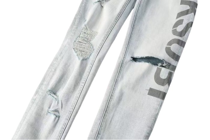 1:1 quality version Worn Hole Logo Printed Jeans 28700619