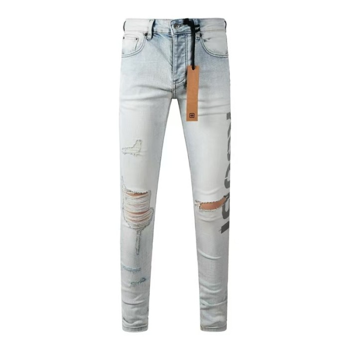 1:1 quality version Worn Hole Logo Printed Jeans 28700619
