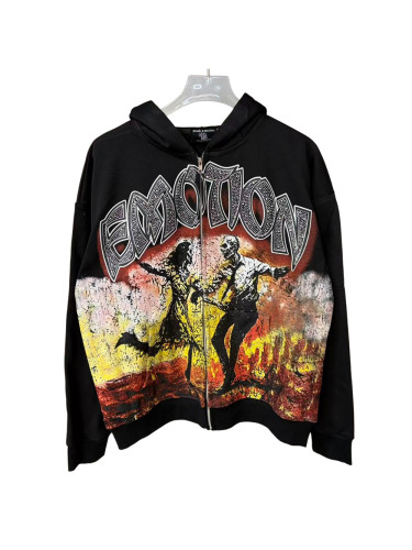 Skeleton Last Dance Rhinestone Print Zipper Hoodie 28700558