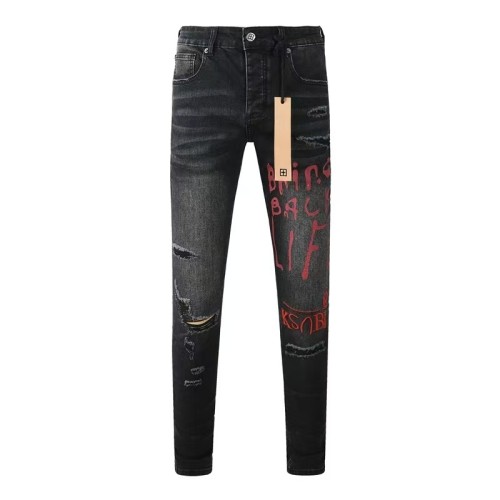 1:1 quality version Red Letter Embroidery Hole Jeans 28700618