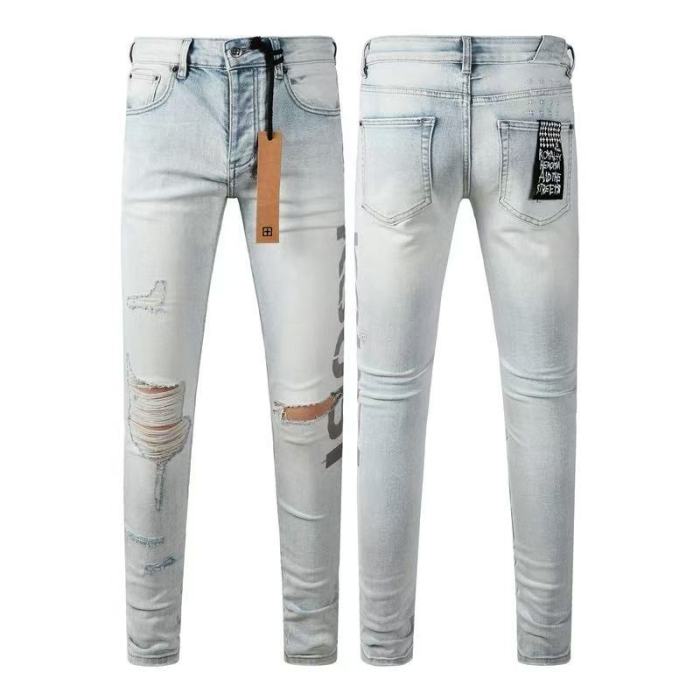 1:1 quality version Worn Hole Logo Printed Jeans 28700619