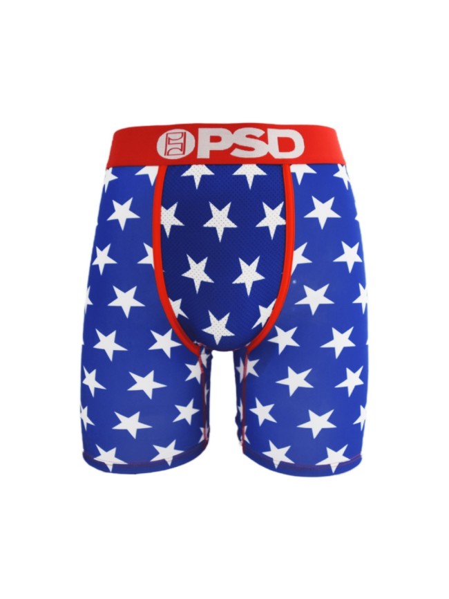 Blue Background With White Five-pointed Star Print Boxer Briefs 28702279