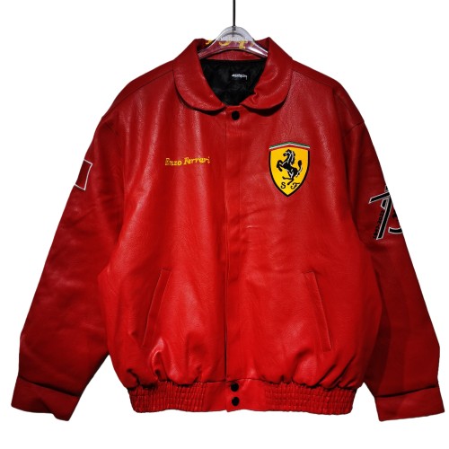 Ferrari Red Steed Embroidered Leather Jacket 28702275