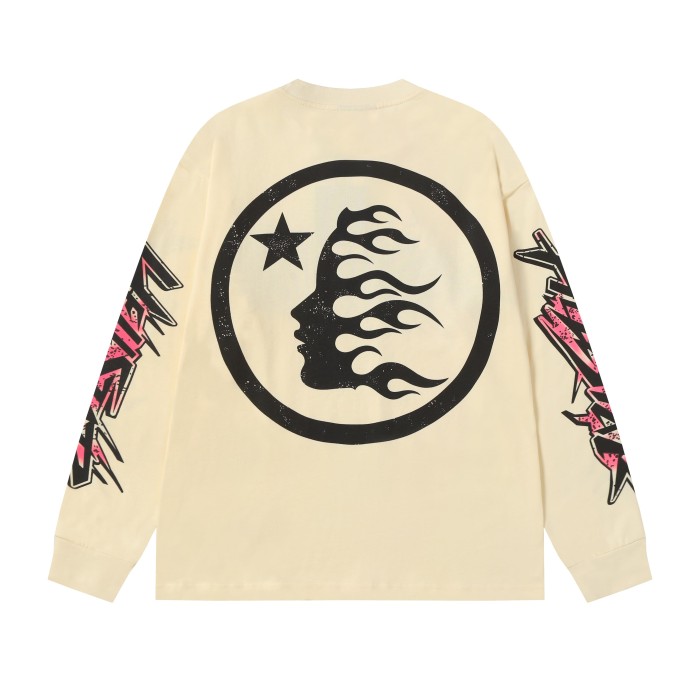 Pink Logo Black Flame Print Long Sleeve T-Shirt 2 colors 28704411
