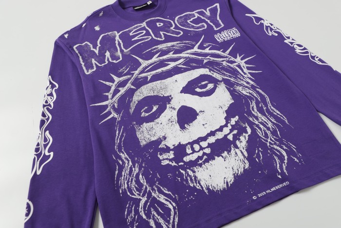 Thorn Flower Ring Saint Print Long Sleeve T-Shirt 2 colors 28704407