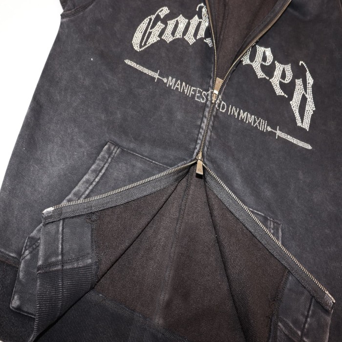 Rhinestone Logo Washed Version Zipper Hoodie 2 colors 28705411