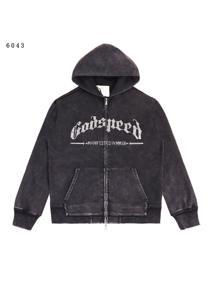 Rhinestone Logo Washed Version Zipper Hoodie 2 colors 28705411