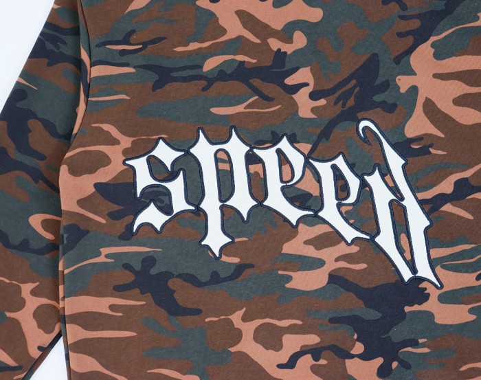 Camouflage Embroidered Letter Zipper Hoodie 4 colors 28705421