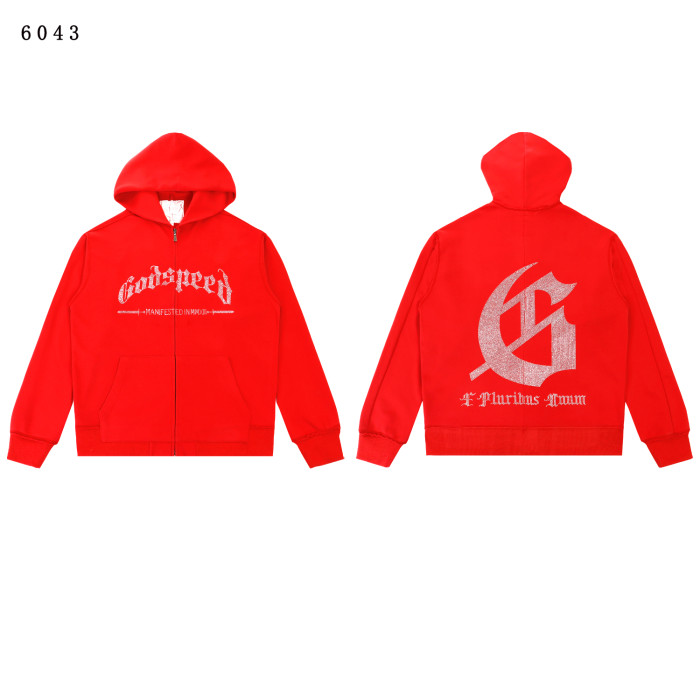 Rhinestone Logo Washed Version Zipper Hoodie 2 colors 28705411