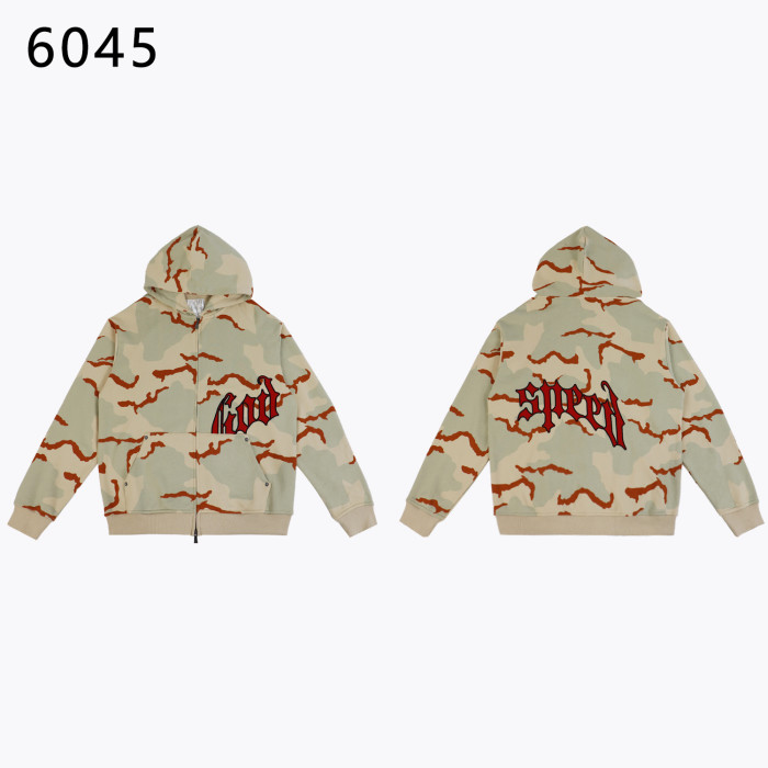 Camouflage Embroidered Letter Zipper Hoodie 4 colors 28705421