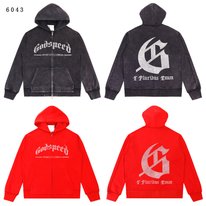 Rhinestone Logo Washed Version Zipper Hoodie 2 colors 28705411
