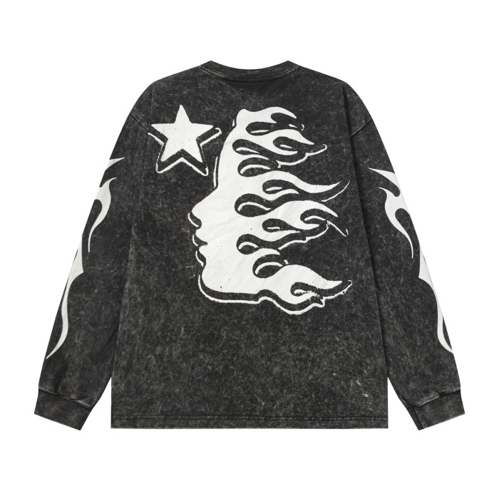 Devil's Eye Print Washed Version Long Sleeve T-Shirt 2 colors 28709905