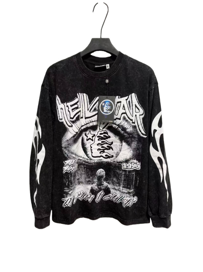 Devil's Eye Print Washed Version Long Sleeve T-Shirt 2 colors 28709905