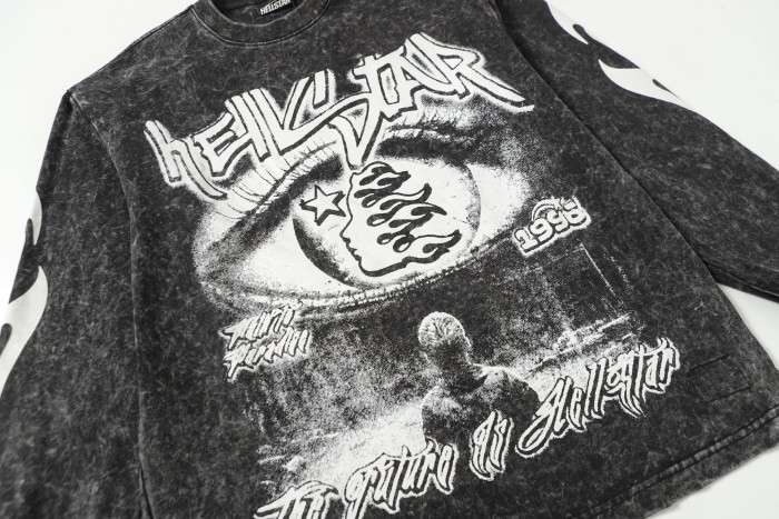 Devil's Eye Print Washed Version Long Sleeve T-Shirt 2 colors 28709905