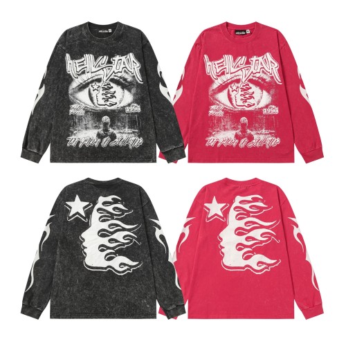 Devil's Eye Print Washed Version Long Sleeve T-Shirt 2 colors 28709905