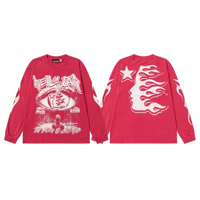 Devil's Eye Print Washed Version Long Sleeve T-Shirt 2 colors 28709905