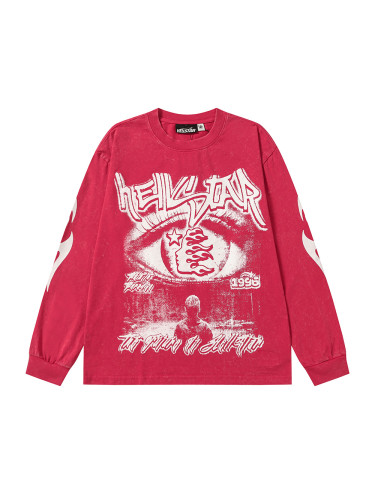 Devil's Eye Print Washed Version Long Sleeve T-Shirt 2 colors 28709905