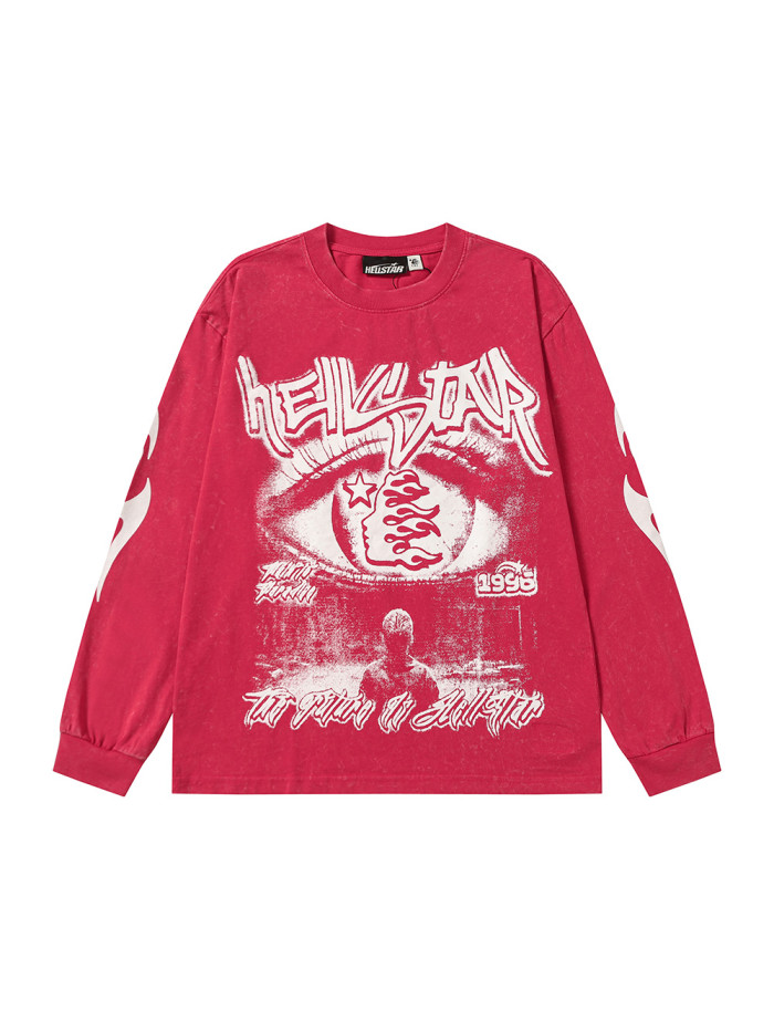 Devil's Eye Print Washed Version Long Sleeve T-Shirt 2 colors 28709905