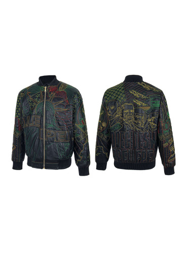 Embroidered Full-Embroidery PU Leather Jacket 28712900