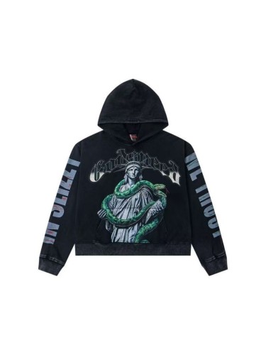 [Buy One Get One Free]Python Goddess Statue Print Washed Hoodie 28716637