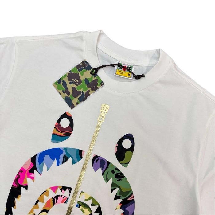 1:1 quality version Artistic Camouflage Shark Mouth Zipper Print Tee 2 colors 28746635