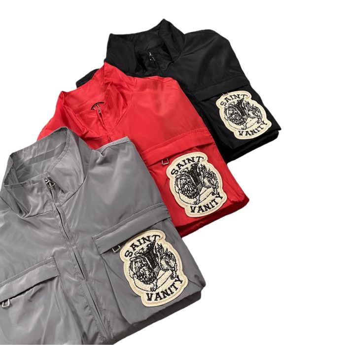 Badge Towel Embroidery Stand Collar Jacket & Shorts Set 3 colors 28746569