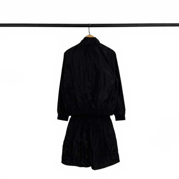Badge Towel Embroidery Stand Collar Jacket & Shorts Set 3 colors 28746569