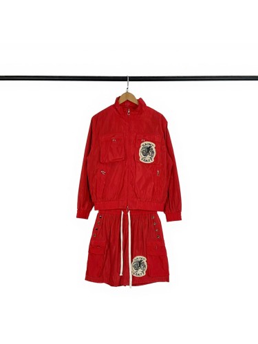 Badge Towel Embroidery Stand Collar Jacket & Shorts Set 3 colors 28746569