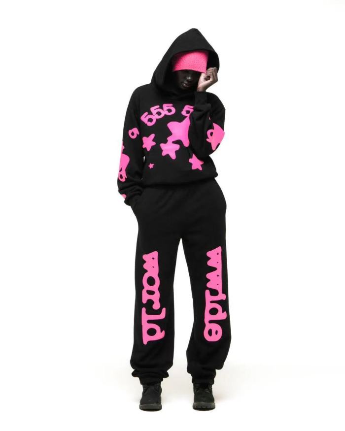 1:1 quality version Rose Pink 555 Printed Hoodie & Pants Set 28747517