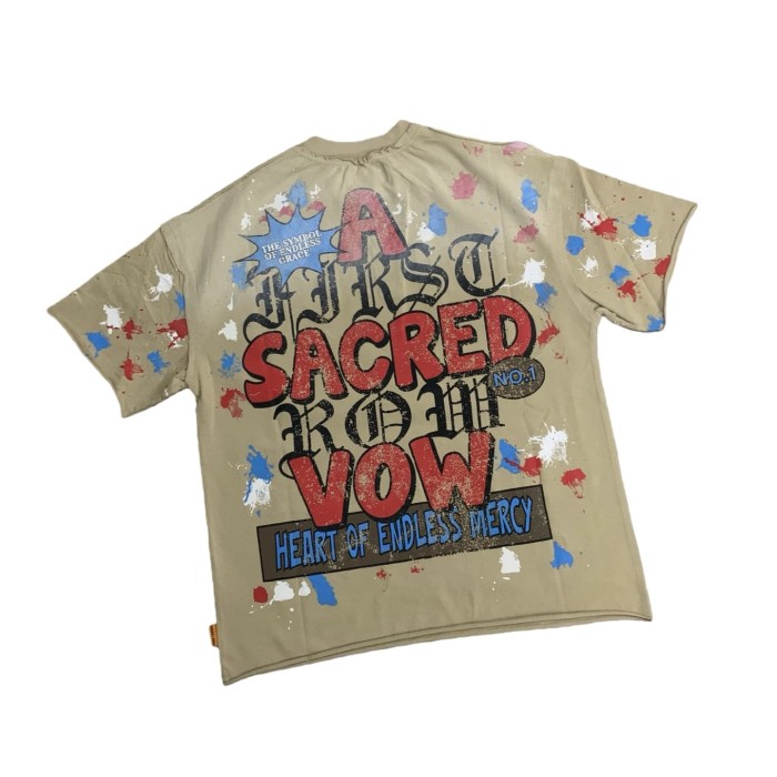 Sanskrit Rhinestone Letter Print Washed Version Tee 28747716