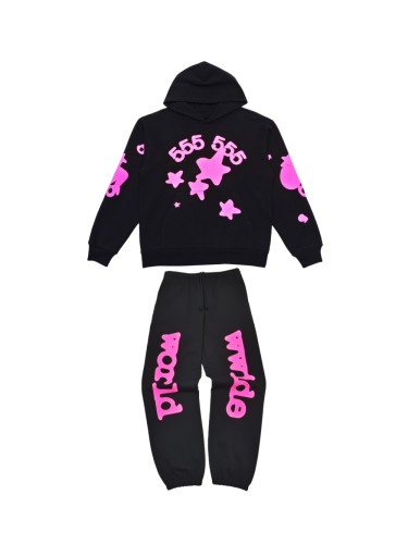 [Buy One Get One Free] 1:1 quality version Rose Pink 555 Printed Hoodie & Pants Set 28747517