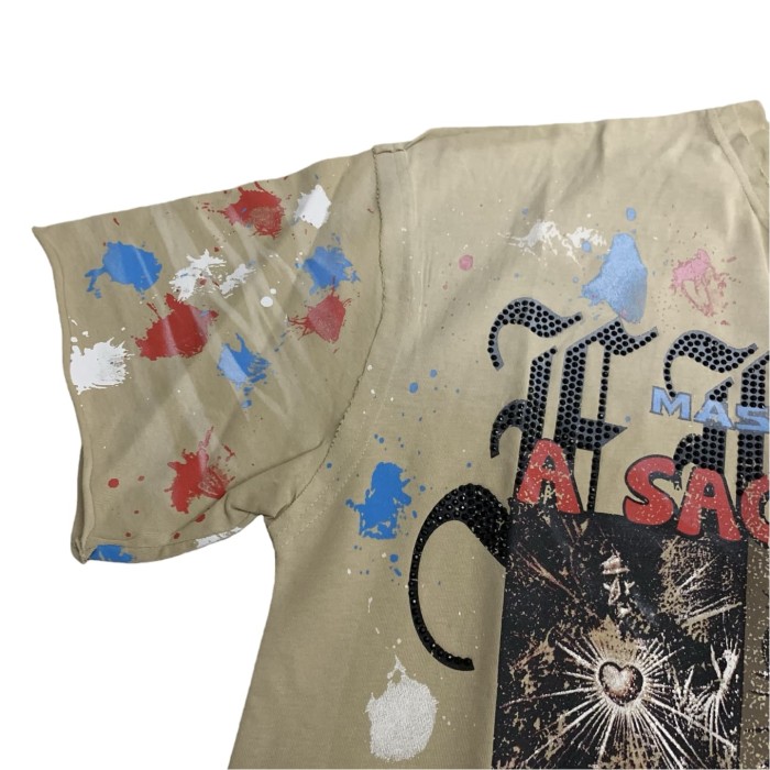 Sanskrit Rhinestone Letter Print Washed Version Tee 28747716