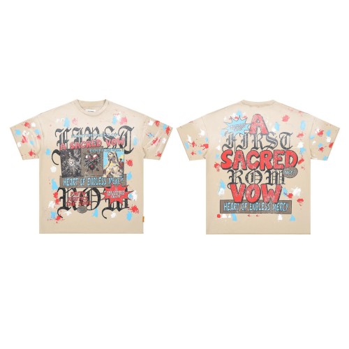 Sanskrit Rhinestone Letter Print Washed Version Tee 28747716