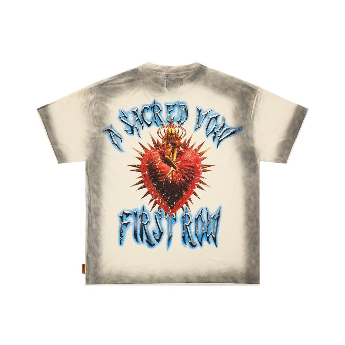 Rhinestone Letter Angel Print Washed Version Tee 28747700