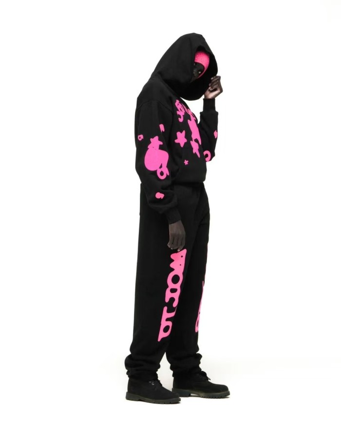 1:1 quality version Rose Pink 555 Printed Hoodie & Pants Set 28747517