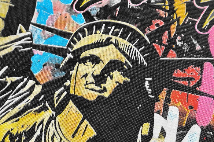 Statue of Liberty Graffiti Letter Print Washed Version Tee 3 colors 28747560