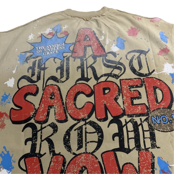 Sanskrit Rhinestone Letter Print Washed Version Tee 28747716