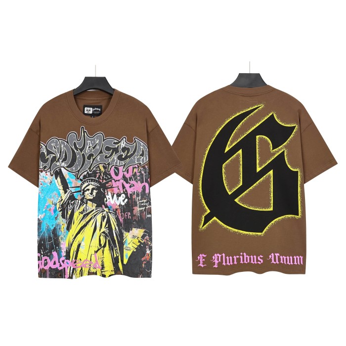 Statue of Liberty Graffiti Letter Print Washed Version Tee 3 colors 28747560