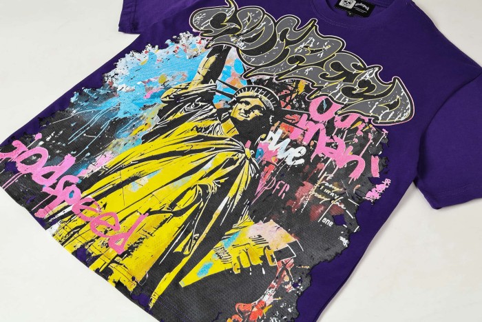 Statue of Liberty Graffiti Letter Print Washed Version Tee 3 colors 28747560