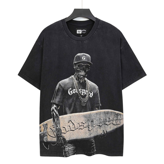 Rock Skull Surfboard Print Washed Version Tee 2 colors 28747525