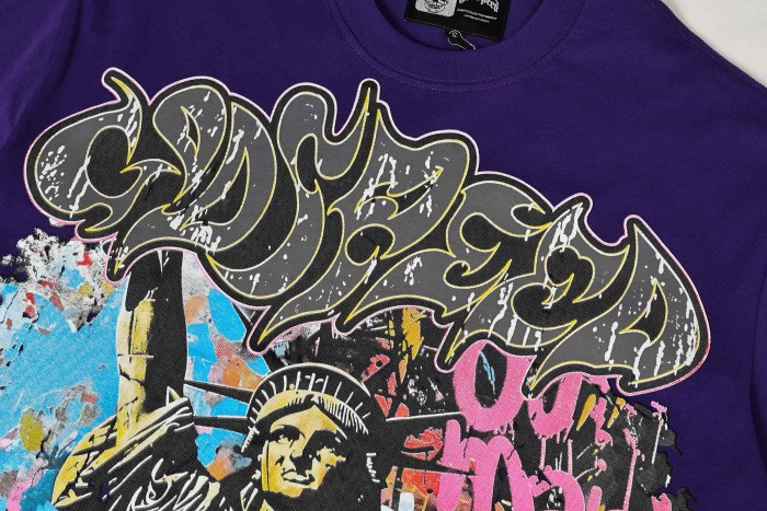 Statue of Liberty Graffiti Letter Print Washed Version Tee 3 colors 28747560