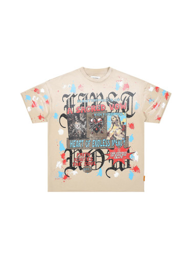 Sanskrit Rhinestone Letter Print Washed Version Tee 28747716