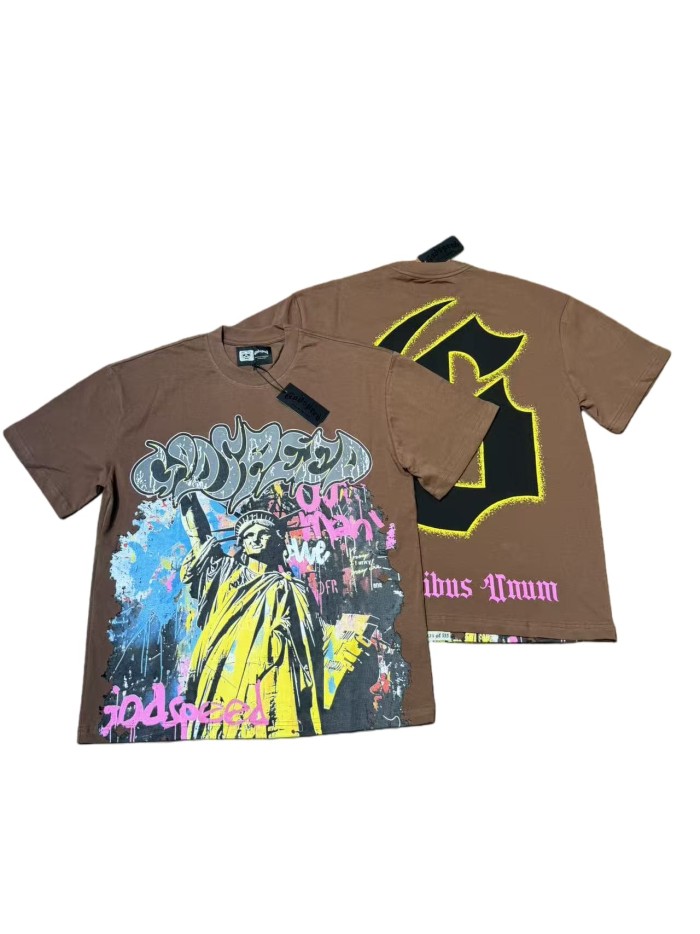 Statue of Liberty Graffiti Letter Print Washed Version Tee 3 colors 28747560